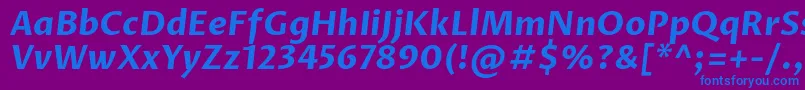 ProzalibreBolditalic-Schriftart – Blaue Schriften auf violettem Hintergrund