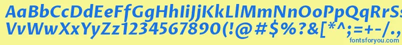 ProzalibreBolditalic Font – Blue Fonts on Yellow Background
