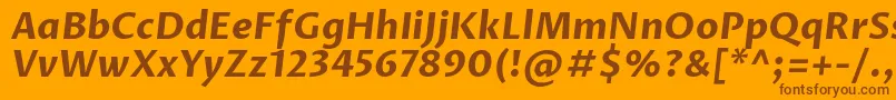 ProzalibreBolditalic-Schriftart – Braune Schriften auf orangefarbenem Hintergrund