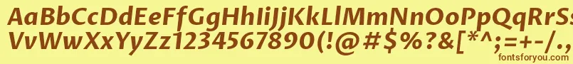 フォントProzalibreBolditalic – 茶色の文字が黄色の背景にあります。