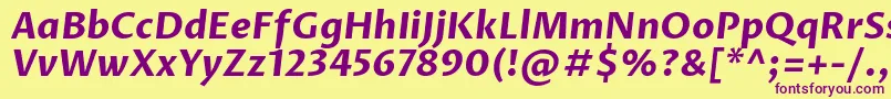 ProzalibreBolditalic Font – Purple Fonts on Yellow Background