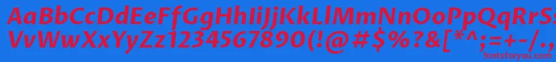 ProzalibreBolditalic-Schriftart – Rote Schriften auf blauem Hintergrund
