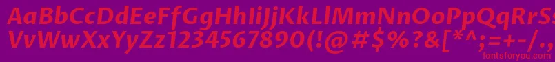 フォントProzalibreBolditalic – 紫の背景に赤い文字