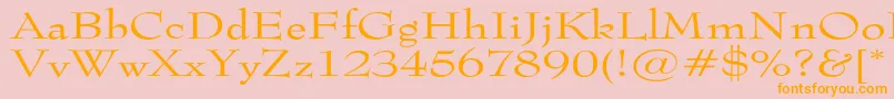 Tophatextended-Schriftart – Orangefarbene Schriften auf rosa Hintergrund