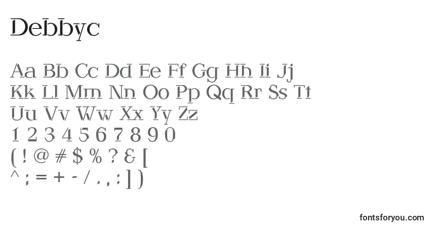 Schriftart Debbyc – Alphabet, Zahlen, spezielle Symbole