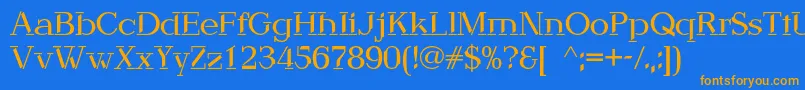 フォントDebbyc – オレンジ色の文字が青い背景にあります。