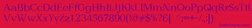 Czcionka Debbyc – fioletowe czcionki na czerwonym tle