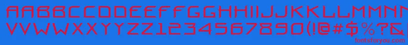 Prounbc-Schriftart – Rote Schriften auf blauem Hintergrund