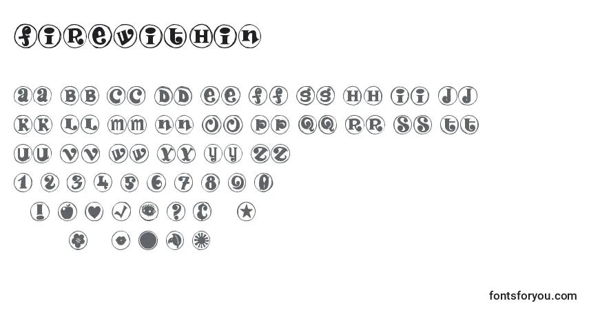 Czcionka Firewithin – alfabet, cyfry, specjalne znaki
