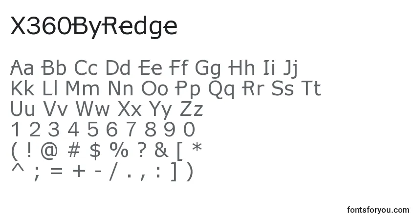 A fonte X360ByRedge – alfabeto, números, caracteres especiais