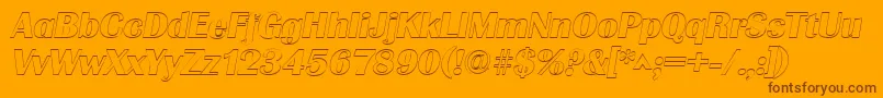 Więcej informacji o czcionce GrenobleoutlineItalic Czcionka GrenobleoutlineItalic – brązowe czcionki na pomarańczowym tle