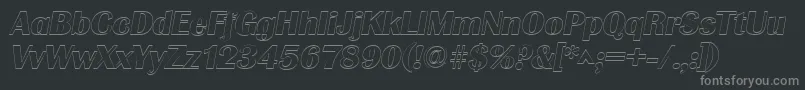 GrenobleoutlineItalic-fontti – harmaat kirjasimet mustalla taustalla