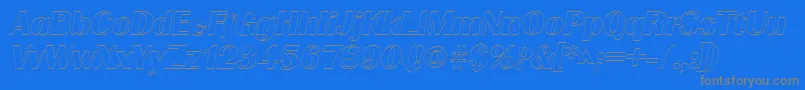 フォントGrenobleoutlineItalic – 青い背景に灰色の文字