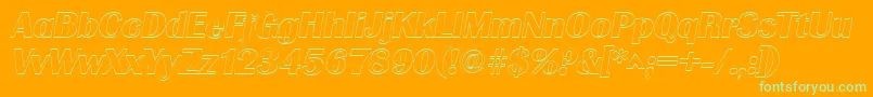 GrenobleoutlineItalic Font – Green Fonts on Orange Background