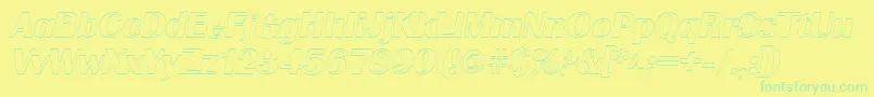 GrenobleoutlineItalic-fontti – vihreät fontit keltaisella taustalla