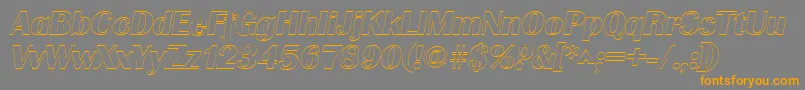 フォントGrenobleoutlineItalic – オレンジの文字は灰色の背景にあります。
