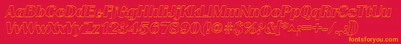 GrenobleoutlineItalic Font – Orange Fonts on Red Background