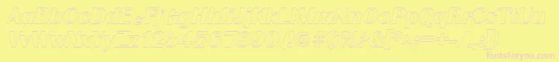 GrenobleoutlineItalic-Schriftart – Rosa Schriften auf gelbem Hintergrund