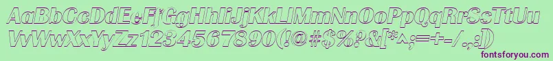 GrenobleoutlineItalic Font – Purple Fonts on Green Background