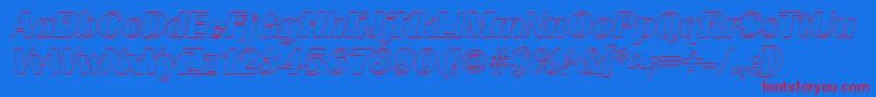 GrenobleoutlineItalic-Schriftart – Rote Schriften auf blauem Hintergrund