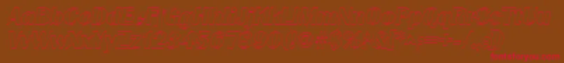 GrenobleoutlineItalic-Schriftart – Rote Schriften auf braunem Hintergrund