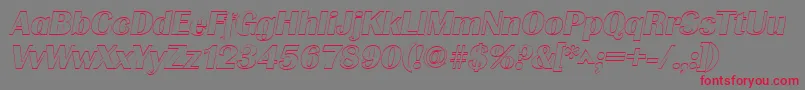 GrenobleoutlineItalic-Schriftart – Rote Schriften auf grauem Hintergrund