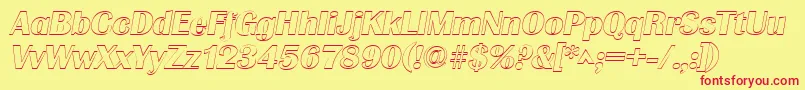 GrenobleoutlineItalic Font – Red Fonts on Yellow Background