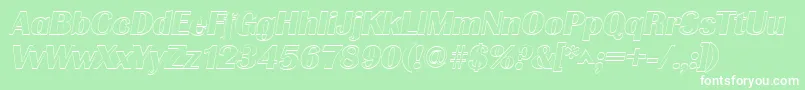 GrenobleoutlineItalic Font – White Fonts on Green Background