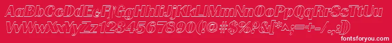 フォントGrenobleoutlineItalic – 赤い背景に白い文字