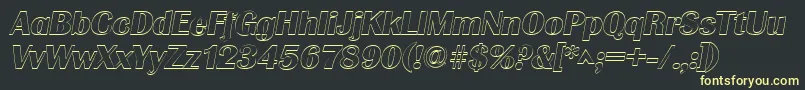 GrenobleoutlineItalic Font – Yellow Fonts on Black Background