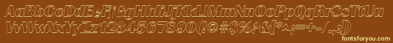 GrenobleoutlineItalic Font – Yellow Fonts on Brown Background
