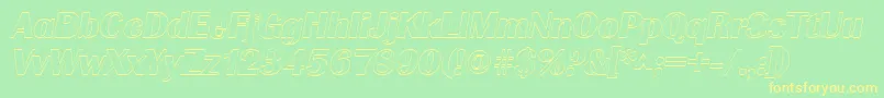 GrenobleoutlineItalic Font – Yellow Fonts on Green Background
