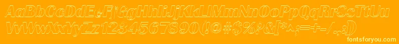 GrenobleoutlineItalic Font – Yellow Fonts on Orange Background