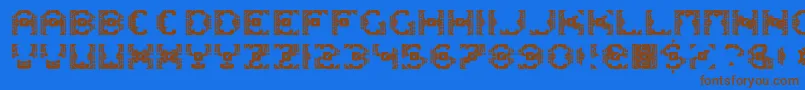 Dazzlesh-Schriftart – Braune Schriften auf blauem Hintergrund