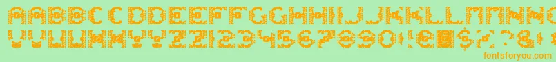 Dazzlesh-Schriftart – Orangefarbene Schriften auf grünem Hintergrund