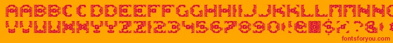 Dazzlesh-Schriftart – Rote Schriften auf orangefarbenem Hintergrund