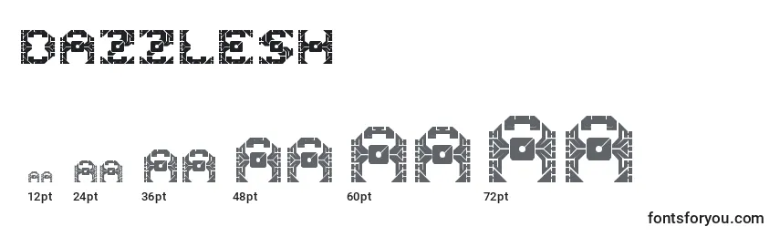 Dazzlesh font sizes