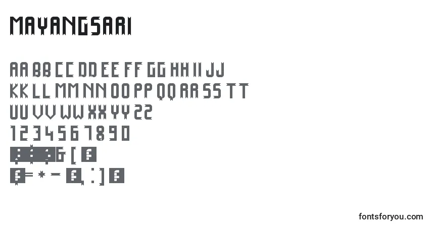 A fonte Mayangsari – alfabeto, números, caracteres especiais