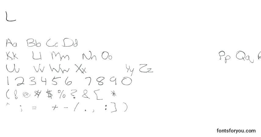 Fuente Leftycasual - alfabeto, números, caracteres especiales