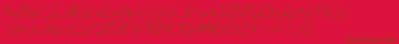 Leftycasual-Schriftart – Braune Schriften auf rotem Hintergrund