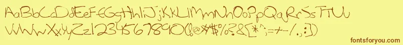 Leftycasual Font – Brown Fonts on Yellow Background