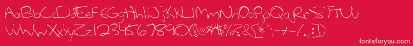 Leftycasual Font – Pink Fonts on Red Background
