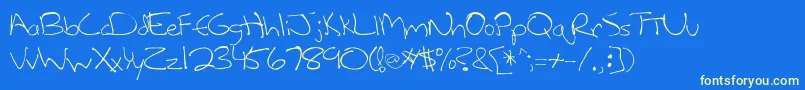 Leftycasual Font – Yellow Fonts on Blue Background