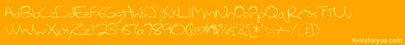 Leftycasual Font – Yellow Fonts on Orange Background