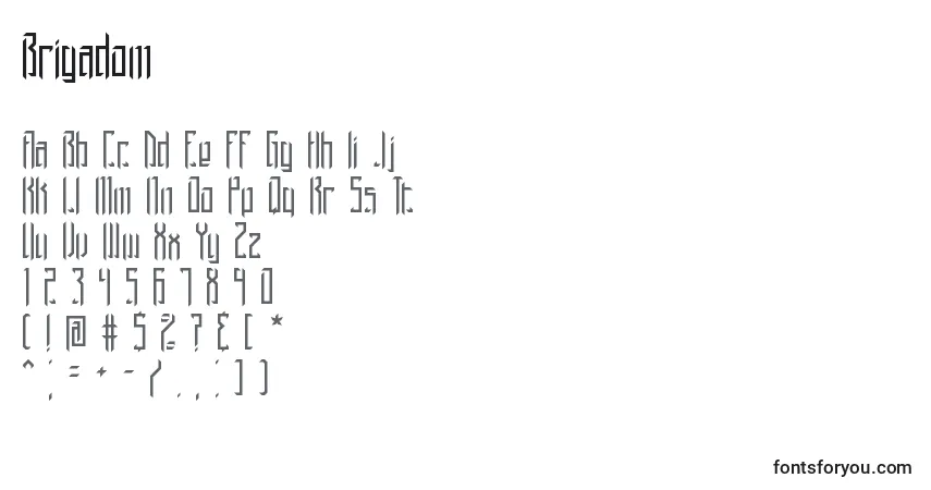 Fuente Brigadom - alfabeto, números, caracteres especiales