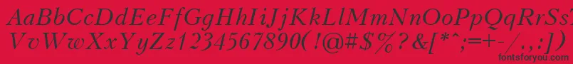 フォントUkrainianpeterburgItalic – 赤い背景に黒い文字