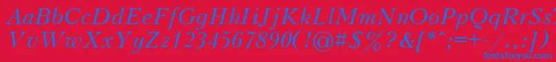 Czcionka UkrainianpeterburgItalic – niebieskie czcionki na czerwonym tle