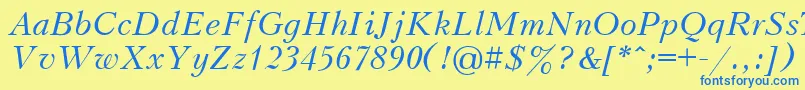 fuente UkrainianpeterburgItalic – Fuentes Azules Sobre Fondo Amarillo