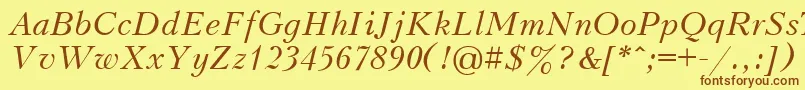 UkrainianpeterburgItalic Font – Brown Fonts on Yellow Background