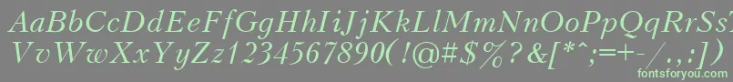 UkrainianpeterburgItalic Font – Green Fonts on Gray Background